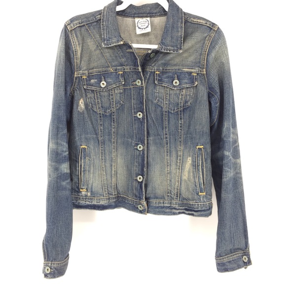 Lauren Ralph Lauren Jackets & Blazers - RALPH LAUREN DENIM JEANS JACKET DISTRESSED